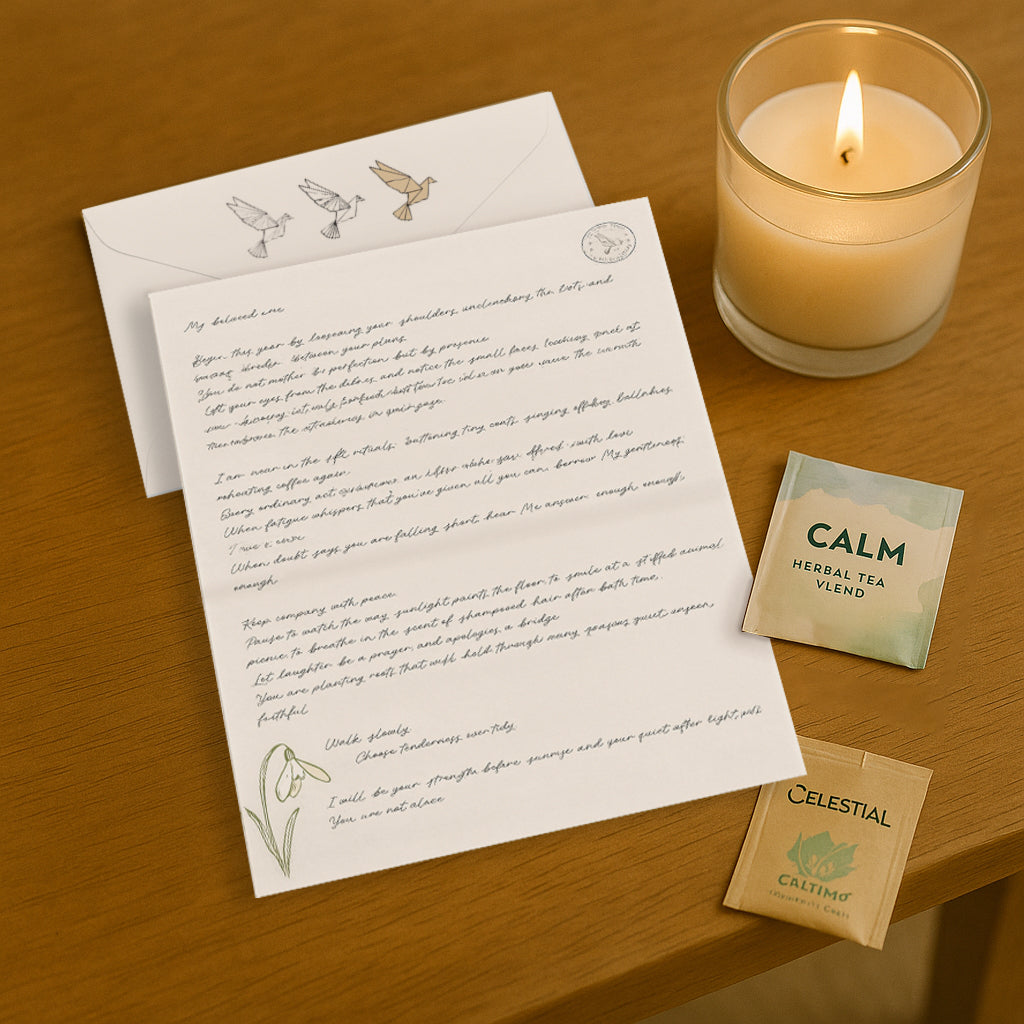 Compassionate grief-support Christian letter with tea bags from Postmarked Heaven